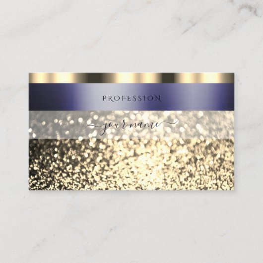 Luxus Dunkelblauer Glitzer glamourös Visitenkarte (Vorderseite)