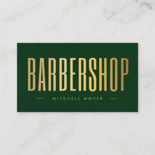 Luxus-Dunkelgrüner-falscher-Gold-Friseur-Barbier  Visitenkarte