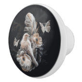 Luxus Dunkle Druckknopf, Vogel, Blume und Feder 1 Keramikknauf (Rechts)