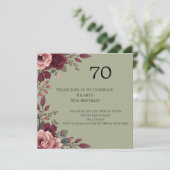Luxus-Dunkle-Floral-70.-Geburtstag Karte (Stehend Vorderseite)