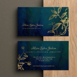 Luxus dunkle Navy elegante falsche Goldfolie Laubw Visitenkarte