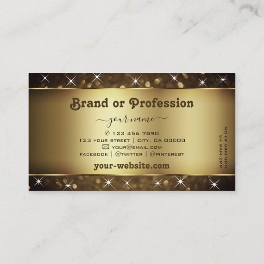 Luxus Dunkler Glitzer Spark Stars Beruflich Visitenkarte (Rückseite)
