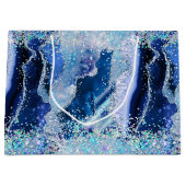 Luxus Edelstein Marmor Blau Glitter Achat Große Geschenktüte (Vorderseite)