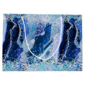 Luxus Edelstein Marmor Blau Glitter Achat Große Geschenktüte (Rückseite)