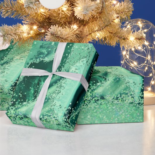 Luxus Edelstein Marmor Grün Glitter Achat Geschenkpapier (Feiertage)
