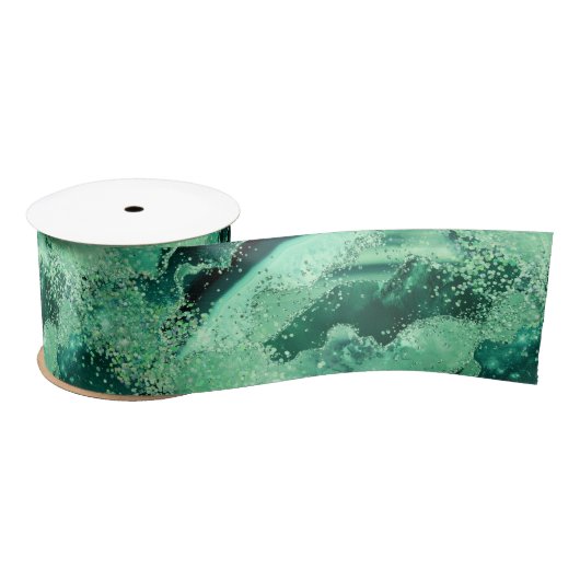 Luxus Edelstein Marmor Grün Glitter Achat Satinband (Spule)