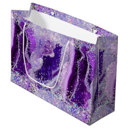 Luxus Edelstein Marmor Lila Glitter Achat Große Geschenktüte