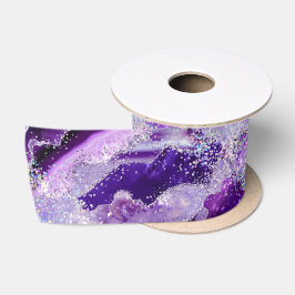 Luxus Edelstein Marmor Lila Glitter Achat Satinband
