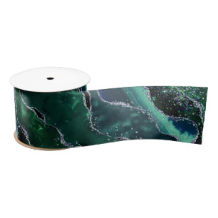 Luxus-Edelstein Smaragd Glitzer Achat Satinband