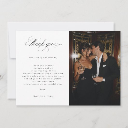 Luxus-Editorial-Script 2 Foto-Hochzeit Dankeskarte (Vorderseite)