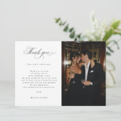 Luxus-Editorial-Script 2 Foto-Hochzeit Dankeskarte (Stehend Vorderseite)