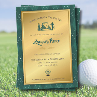 Luxus-Einladung zum Geburtstag mit Golfthema für H Einladung