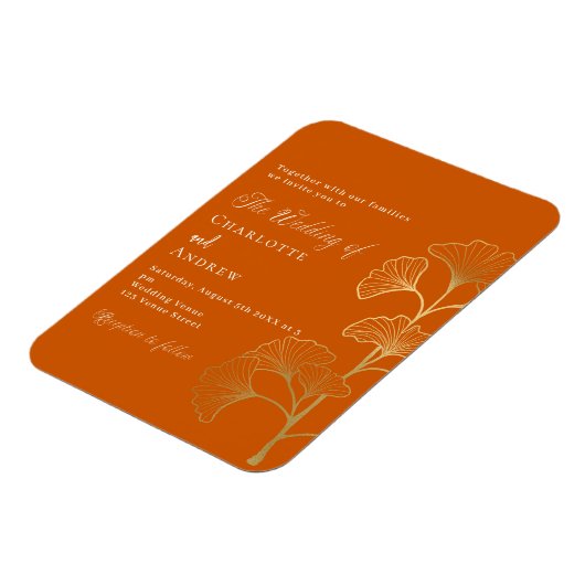 Luxus-Einladung zum Hochzeitsginkgo Magnet (Linke Seite)