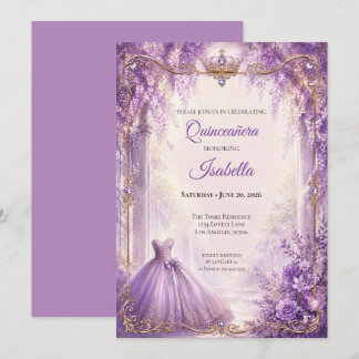 Luxus-Einladung zur Quinceañera in lila für eine P Einladung