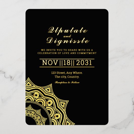 Luxus Einladungskarte Gold Foil Template Folieneinladung (Vorderseite)