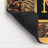 Luxus Einzigartiges Holz Gold Mit Monogramm Mousepad (Ecke)