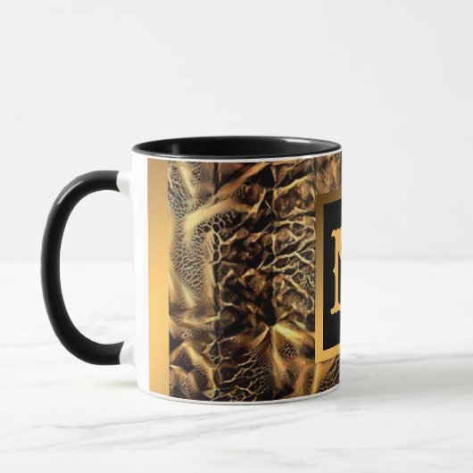 Luxus Einzigartiges Holz Gold Mit Monogramm Tasse (Links)