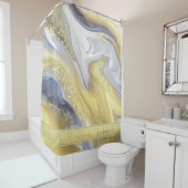 Luxus Elegant Gelb Grau Gold Marmoreffekt Name Duschvorhang (Beispiel)