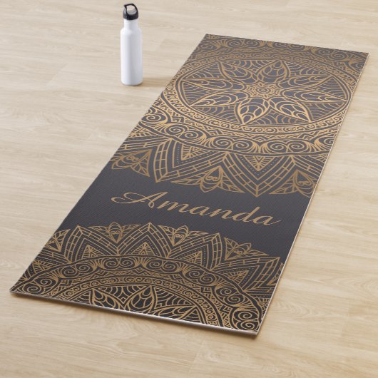 Luxus Elegant Gold Black Mandala Designname Yogamatte (Beispiel)
