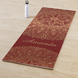 Luxus Elegant Gold Red Mandala Designname Yogamatte