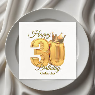 Luxus Elegant Golden Royal Crown 30. Geburtstag Serviette