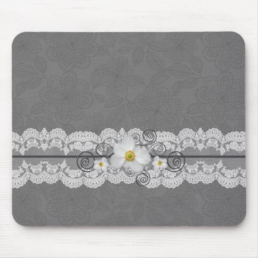 Luxus Elegant Gray Lace Mousepad (Vorne)