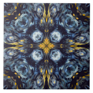 Luxus, elegant, marineblau, vintage, gelbe Details Fliese