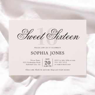 Luxus Elegant Pink Sweet 16 Einladung