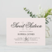 Luxus Elegant Pink Sweet 16 Einladung (Stehend Vorderseite)