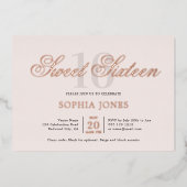 Luxus Elegant Pink Sweet 16 Folieneinladung (Vorderseite)