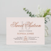 Luxus Elegant Pink Sweet 16 Folieneinladung (Stehend vorne)