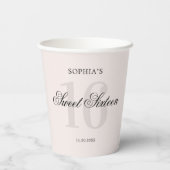 Luxus Elegant Pink Sweet 16 Pappbecher (Rückseite)