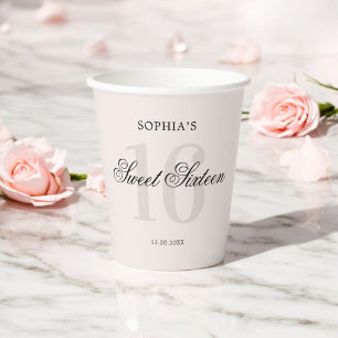 Luxus Elegant Pink Sweet 16 Pappbecher