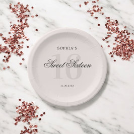 Luxus Elegant Pink Sweet 16 Pappteller