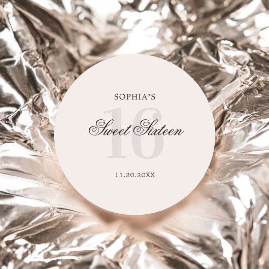 Luxus Elegant Pink Sweet 16 Runder Aufkleber