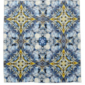 Luxus, elegant, Reben, Senf gelb, Marineblau Duschvorhang (Vorderseite)