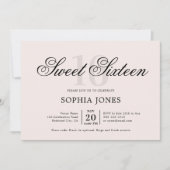 Luxus Elegant Rosa Sweet 16 Foto Einladung (Vorderseite)