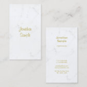 Luxus Elegant White Marble Gold Script Template Visitenkarte (Vorne/Hinten)