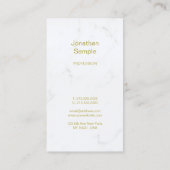 Luxus Elegant White Marble Gold Script Template Visitenkarte (Rückseite)