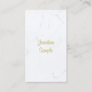 Luxus Elegant White Marble Gold Script Template Visitenkarte