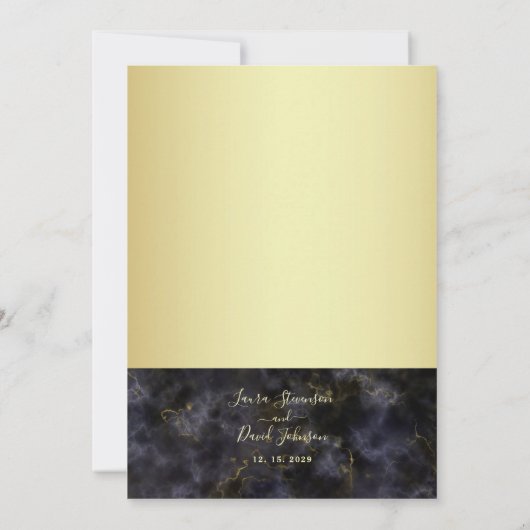 Luxus Elegante Black and Gold Hochzeit Einladung (Rückseite)