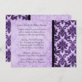 Luxus Elegante Damask Lila Rose Hochzeit Einladung (Vorne/Hinten)