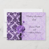 Luxus Elegante Damask Lila Rose Hochzeit Einladung (Rückseite)