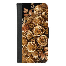 Luxus Elegante Goldene Bronzerosen Florale Handyhü