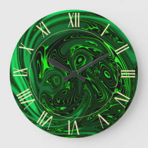 Luxus Elegante Green Dragon Horse Abstrakt Große Wanduhr
