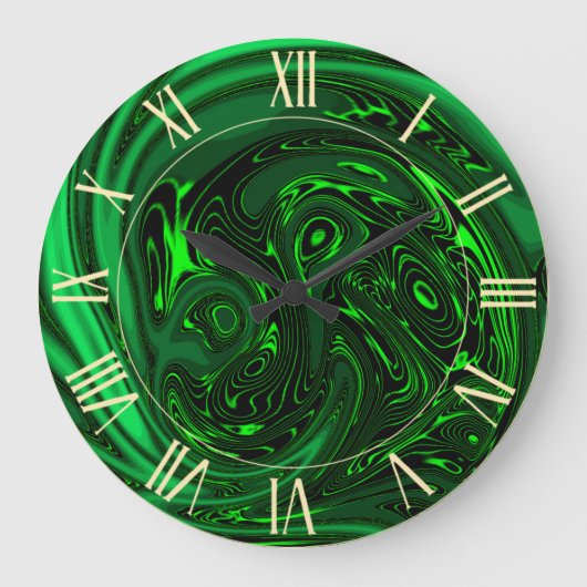 Luxus Elegante Green Dragon Horse Abstrakt Große Wanduhr (Vorderseite)