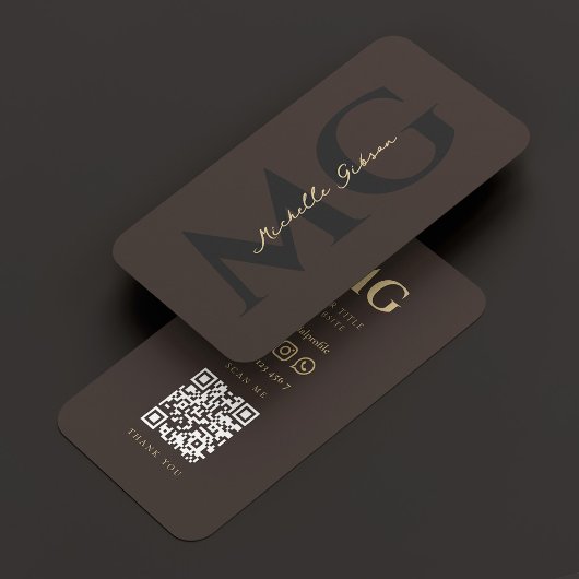 Luxus Elegante Professionelle Initialen Espresso Visitenkarte