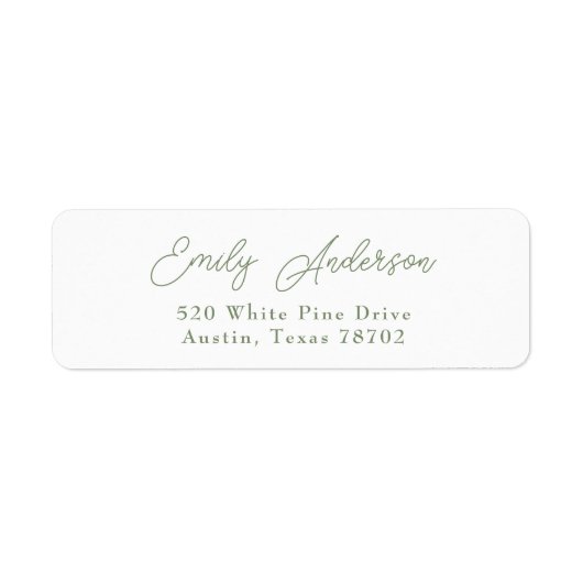 Luxus Elegante Sage Green White Rücksendeadresse 4 (Vorne)