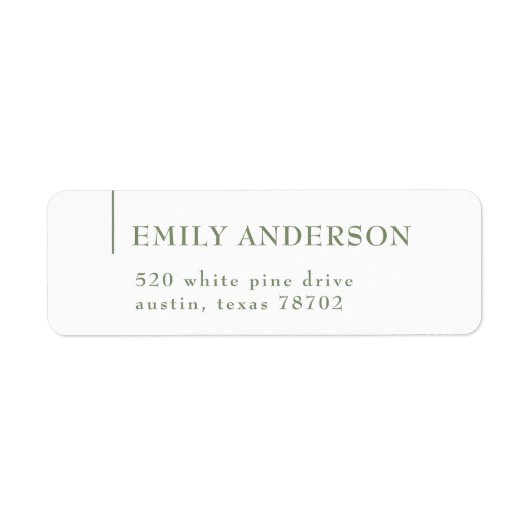 Luxus Elegante Sage Green White Rücksendeadresse 5 (Vorne)