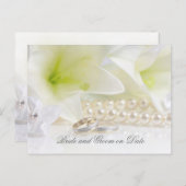 Luxus Eleganter Blumenring Rett Dattelkarte Ankündigungspostkarte (Vorne/Hinten)